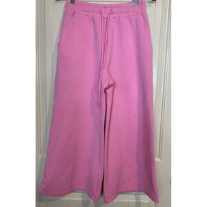 See And be Seen Knit Crop Wide Leg high rise Textured‎ Pants Sz S Pink casual